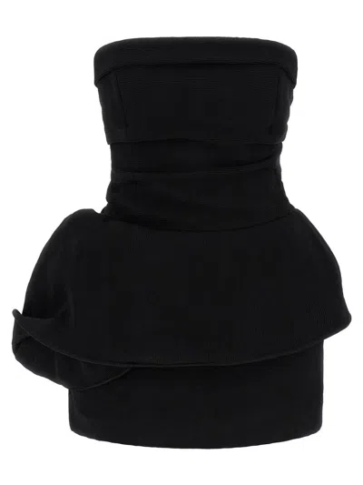 Magda Butrym Ribbed Draped Mini Dress In Black