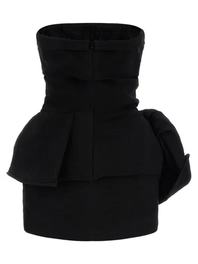 Magda Butrym Ribbed Draped Mini Dress In Black