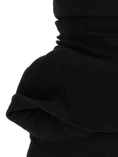 Magda Butrym Ribbed Draped Mini Dress In Black