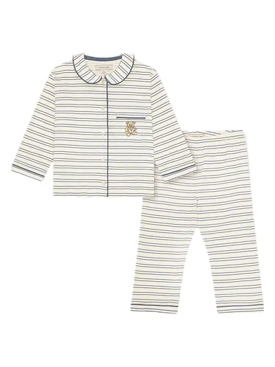 Konges Sløjd Pio Striped Embroidered Baby Top (set Of Two) In Neutral
