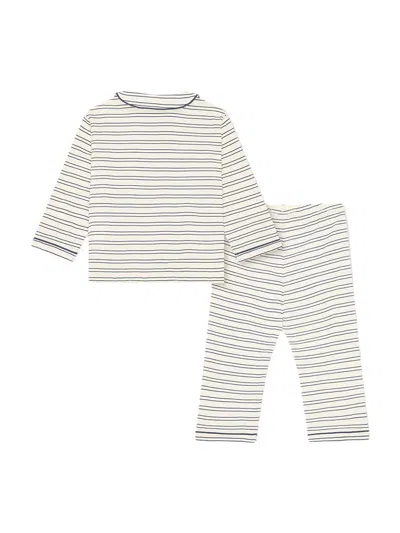 Konges Sløjd Pio Striped Embroidered Baby Top (set Of Two) In Neutral
