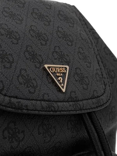 Guess Usa Manhattan Monogram-pattern Backpack In Black