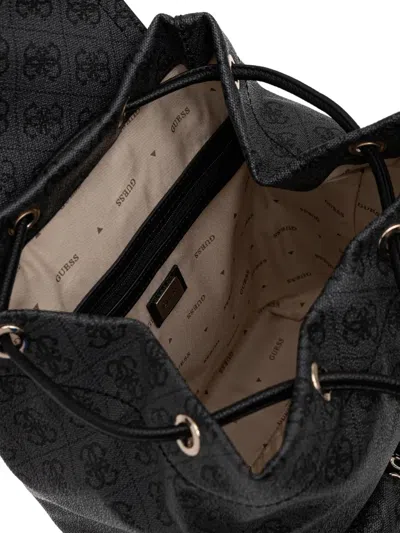 Guess Usa Manhattan Monogram-pattern Backpack In Black