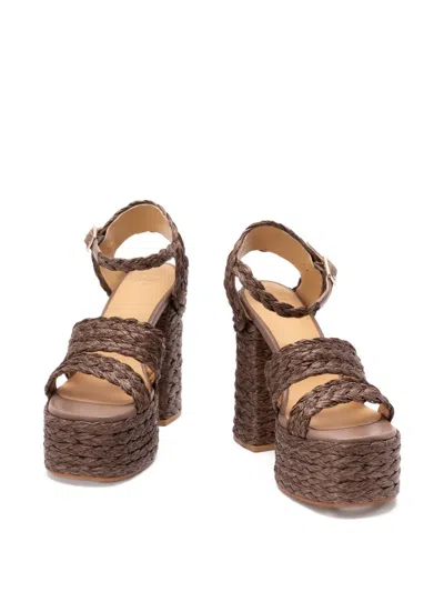 Castaã±er Platform Raffia Espadrilles In Brown