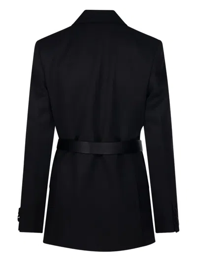 Victoria Beckham Womens Black Single-breasted Belted Tailored Wool-blend Jacket