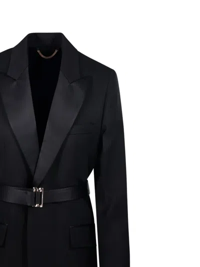 Victoria Beckham Womens Black Single-breasted Belted Tailored Wool-blend Jacket