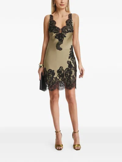 Il Volo Cara Lace-detail Mini Dress In Brown
