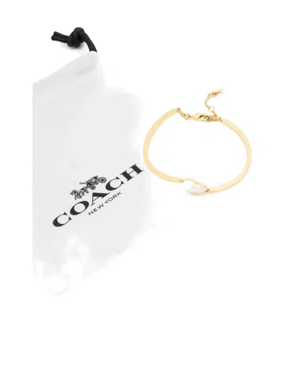 Coach Heart-charm Bracelet In Gold