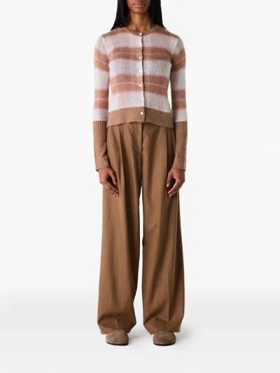 Guest In Residence Shadow Plaid Cardigan With Relaxed Fit In Brown