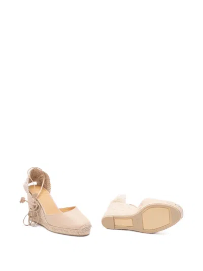 Castaã±er Flower Tie Wedge Espadrilles In Neutral