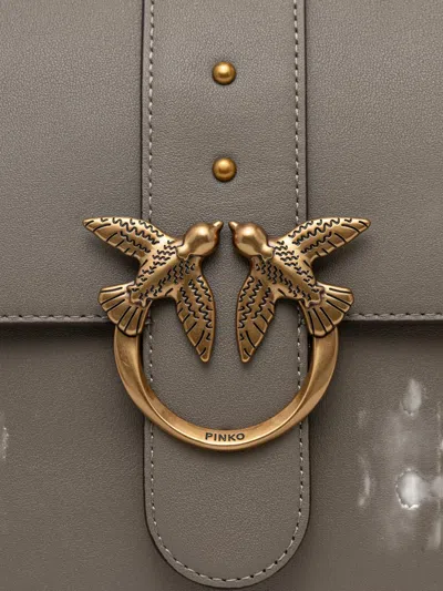 Pinko Maxi Love Stud-embellished Shoulder Bag In Gray