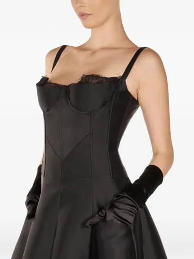 Araftu Lace-detail Midi Dress In Black