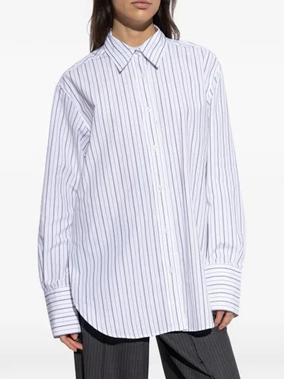 Samsoe & Samsoe Striped Button-down Shirt In Brown