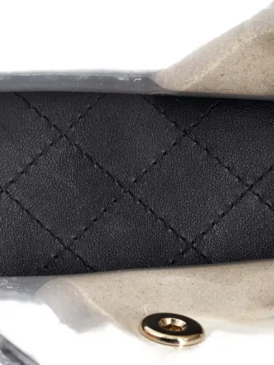 Pre-owned Chanel Sand By The Sea Pearl Flap Bag Pvc With Lambskin Medium Shoulder Bag In Black