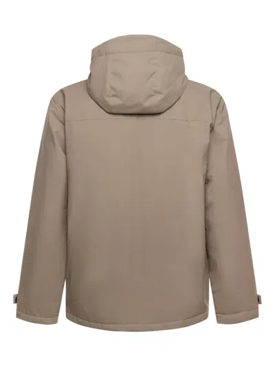 Fay Patch-pocket Hooded Jacket In Brown