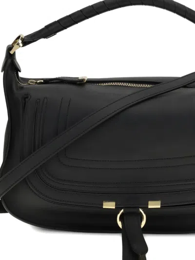 Chloé Small Marcie Leather Shoulder Bag In Black