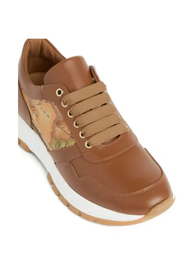 Alviero Martini 1° Classe Map-print Lace-up Sneakers In Brown