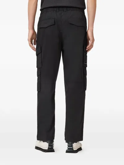 Allsaints Mens Koto Black Decoy Patch-pocket Straight-leg Stretch-cotton Cargo Trousers In Black