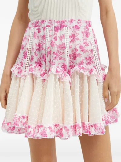 Chio Floral Lace Skirt In Multi