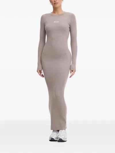 Guess Usa Logo-detal Maxi Dress In Neutral