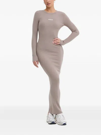 Guess Usa Logo-detal Maxi Dress In Neutral