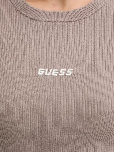 Guess Usa Logo-detal Maxi Dress In Neutral