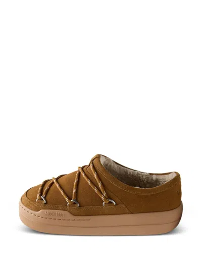Moon Boot Park Suede Slipper Sneakers In Brown