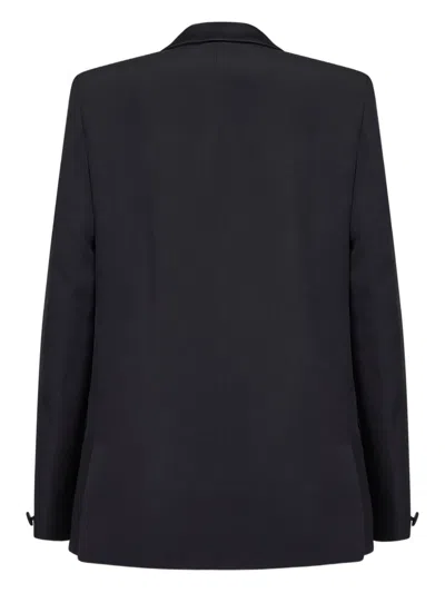 Alina Black Enver Satin Oversized Double-breasted Blazer In Black