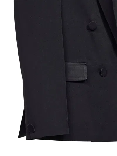 Alina Black Enver Satin Oversized Double-breasted Blazer In Black