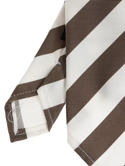 Dsquared2 Striped Silk Tie In White
