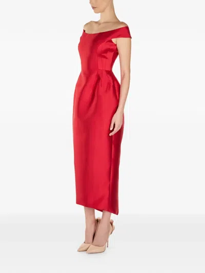 Araftu Off-shoulder Midi Dress In Red