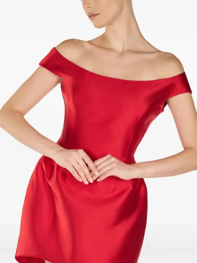Araftu Off-shoulder Midi Dress In Red