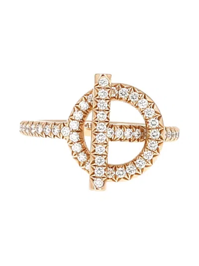 Pre-owned Hermes 2020's Echappée Diamond Pink Gold Ring