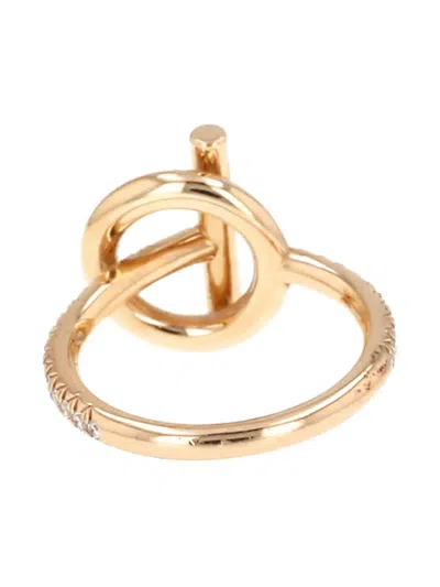 Pre-owned Hermes 2020's Echappée Diamond Pink Gold Ring