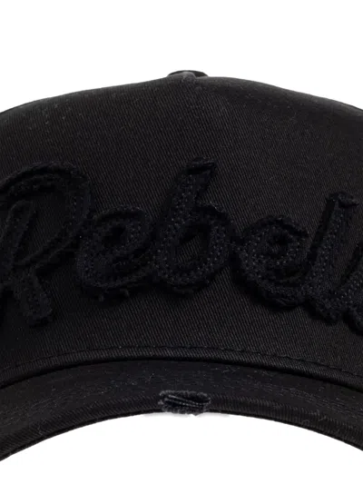 Dsquared2 Distressed Baseball Cap In Black