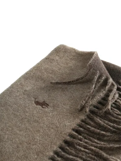 Polo Ralph Lauren Embroidered-logo Scarf In Brown