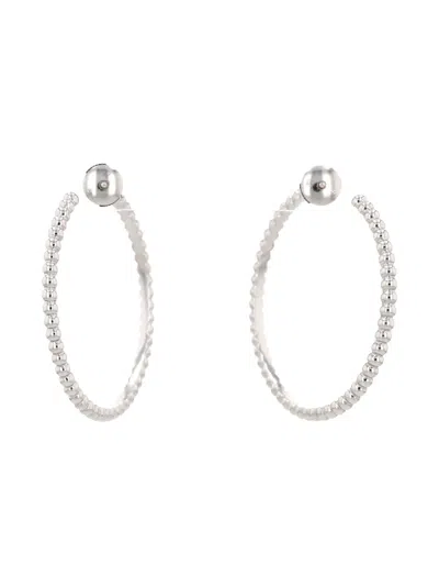 Pre-owned Van Cleef & Arpels 2010´s Pearl Hoop Earrings In Silver