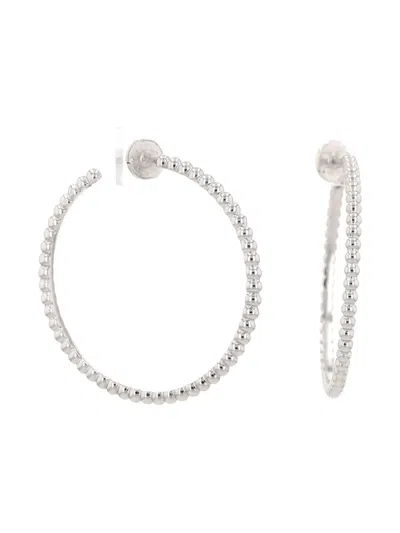 Pre-owned Van Cleef & Arpels 2010´s Pearl Hoop Earrings In Silver