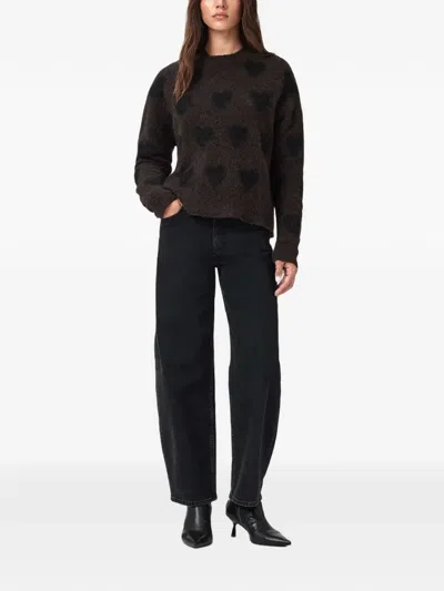 Allsaints Amora Heart-motif Sweater In Brown