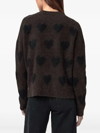 Allsaints Amora Heart-motif Sweater In Brown