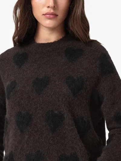 Allsaints Amora Heart-motif Sweater In Brown