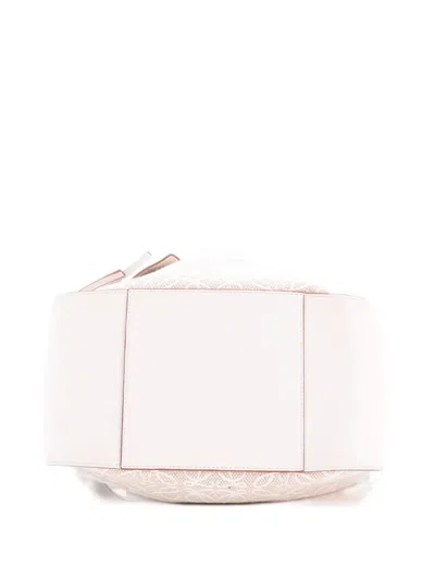 Pre-owned Loewe Hammock Bag Leather And Anagram Jacquard Small Shoulder Bag In White