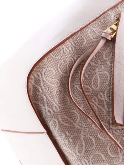 Pre-owned Loewe Hammock Bag Leather And Anagram Jacquard Small Shoulder Bag In White