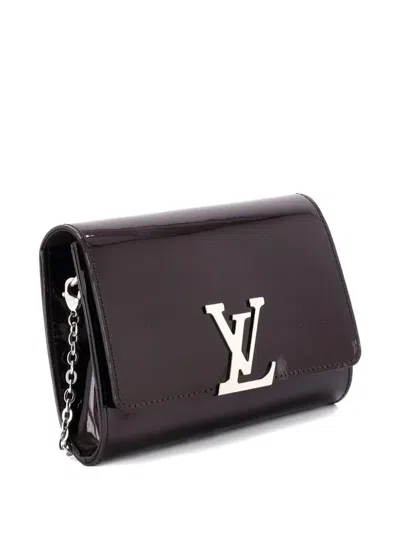 Pre-owned Louis Vuitton Chain Louise Patent Pm Clutch Bag In Red