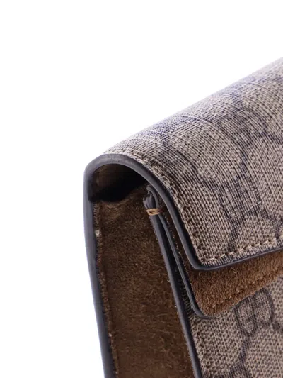 Pre-owned Gucci Dionysus Bag Gg Coated Canvas Super Mini Crossbody Bag In Brown