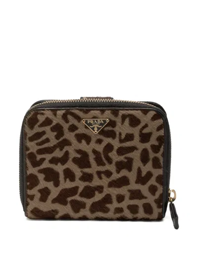 Pre-owned Prada 2000s Calf Hair Wallet In Brown