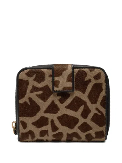 Pre-owned Prada 2000s Calf Hair Wallet In Brown