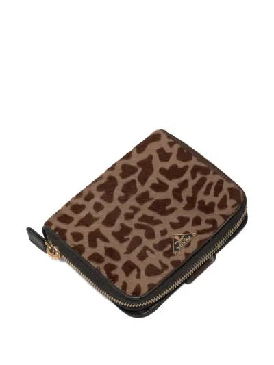 Pre-owned Prada 2000s Calf Hair Wallet In Brown