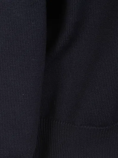 Paul & Shark Knitted Polo Sweater V Neck Ribbed Cuffs Hem In Blue