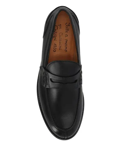 Ortigni Leather Penny Loafers In Black